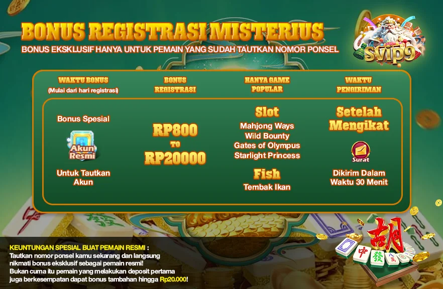 BONUS REGISTRASI MISTERIUS